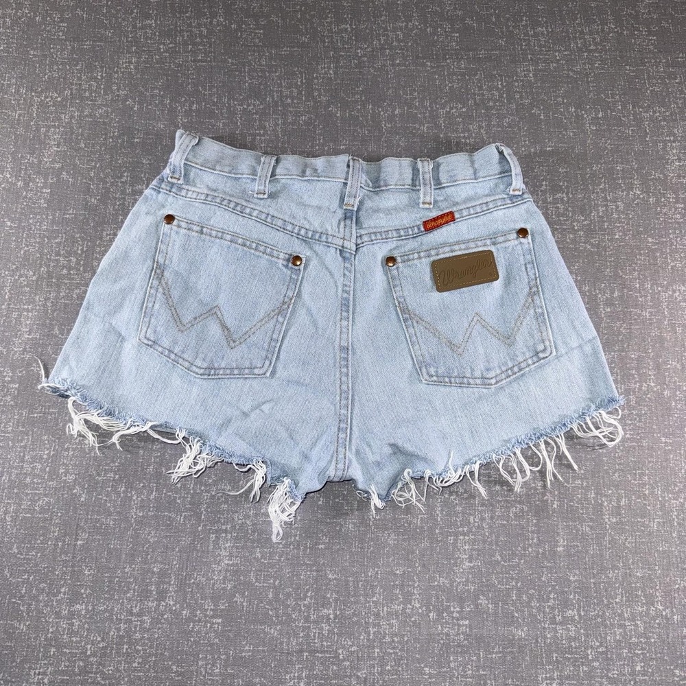 Wrangler Shorts Womens 30 Blue Denim High Rise Cutoff Frayed Raw Hem 1014MWZGH